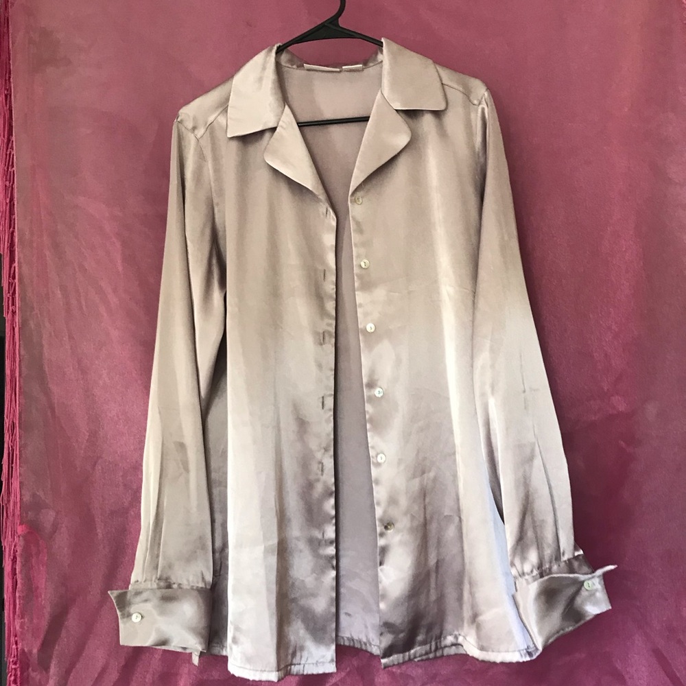 Vintage silk lavender button up